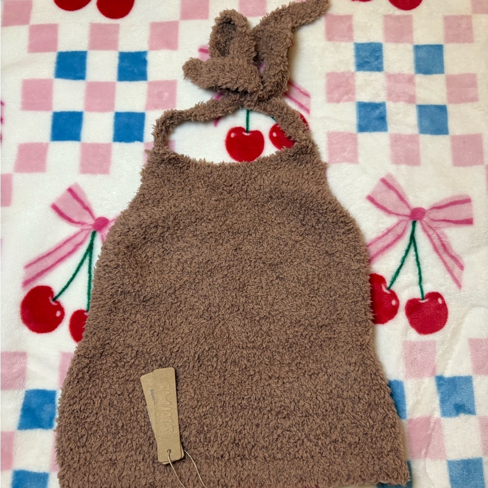 Fuzzy Brown Halter Top